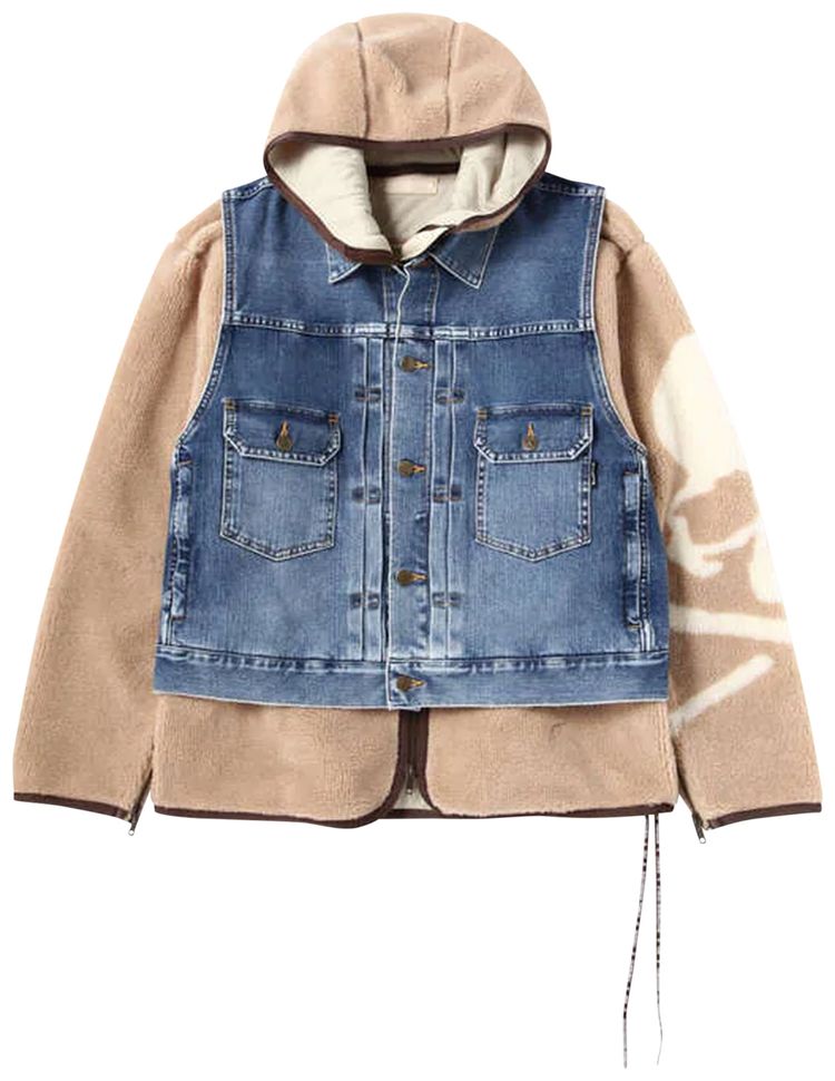 Mastermind World Stretch Denim Hooded Trucker Jacket With Vest Indigo