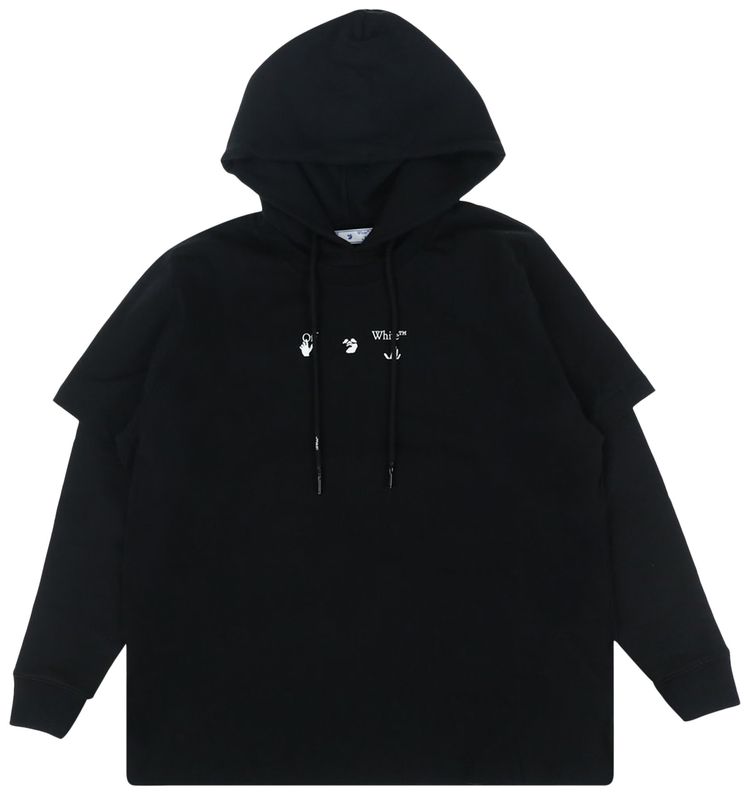 Off White Blue Marker Double Sleeve Tee BlackBlue