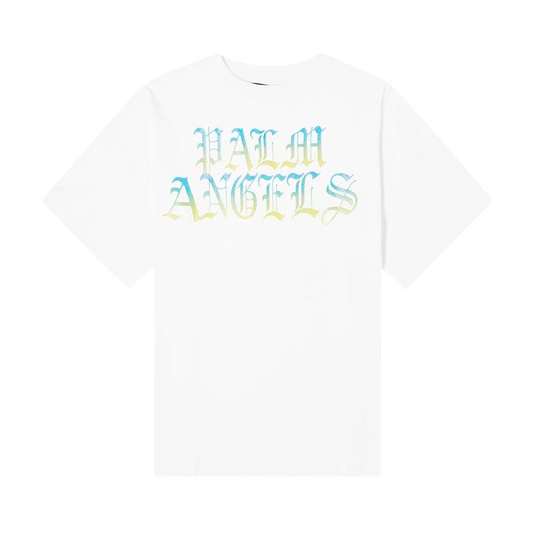 Palm Angels Hue Gothic Logo Over T Shirt WhiteMulticolor