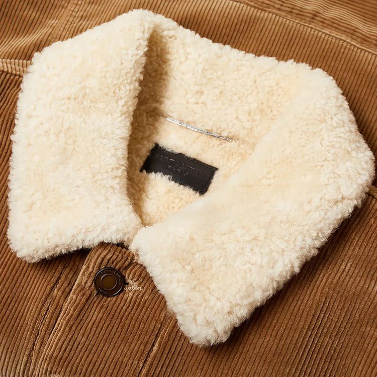 Saint Laurent Jacket With Shearling Collar Caramel