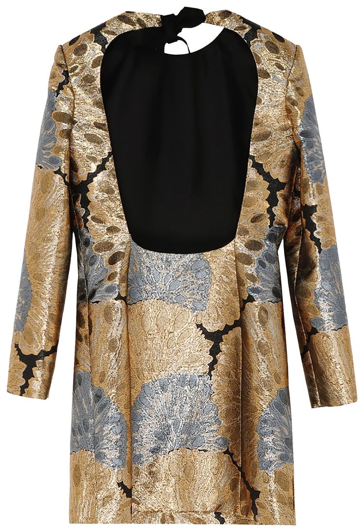 Saint Laurent Brocade Mini Dress NoirMetal