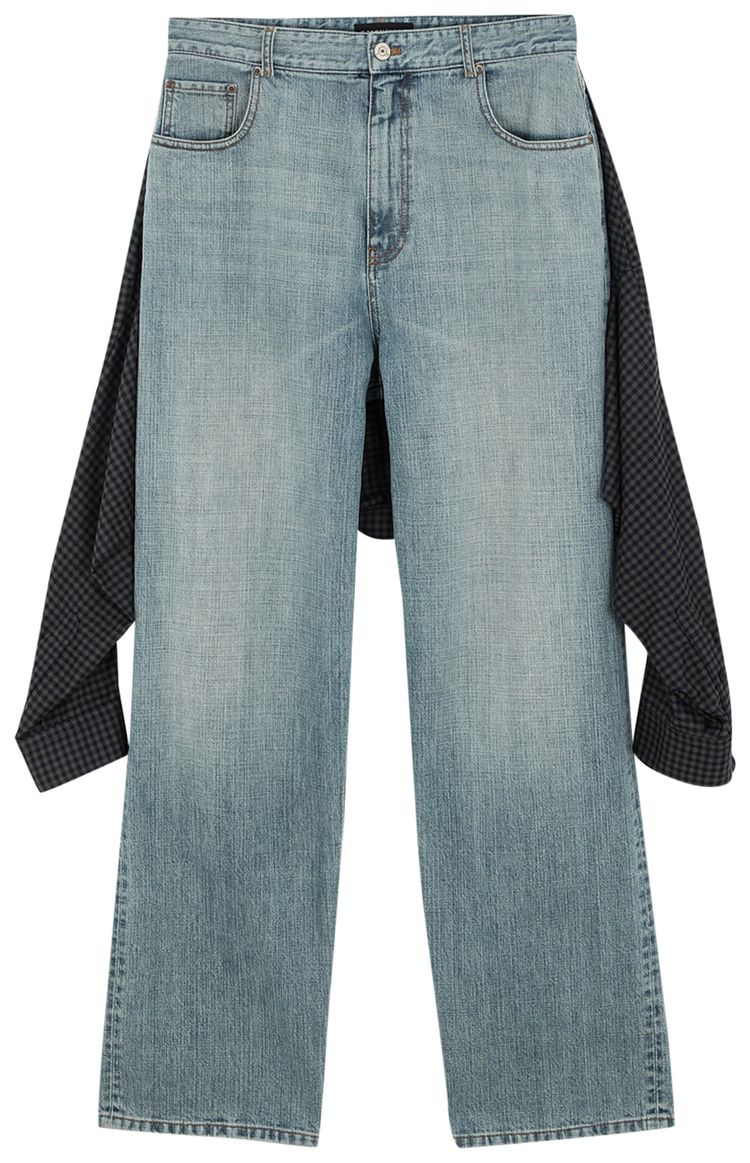 Balenciaga Hybrid Shirt Boyfriend Jeans BlueWhite Stripe