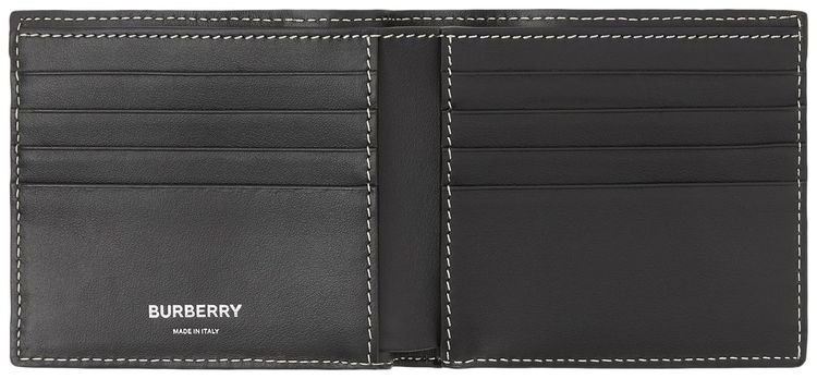 Burberry Monogram Print Canvas International Bifold Wallet Ink Blue