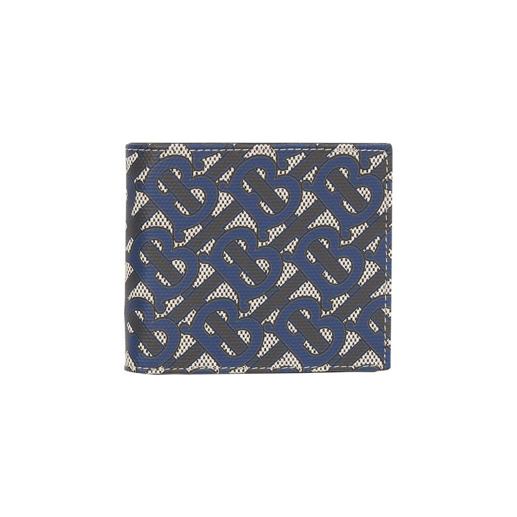 Burberry Monogram Print Canvas International Bifold Wallet Ink Blue