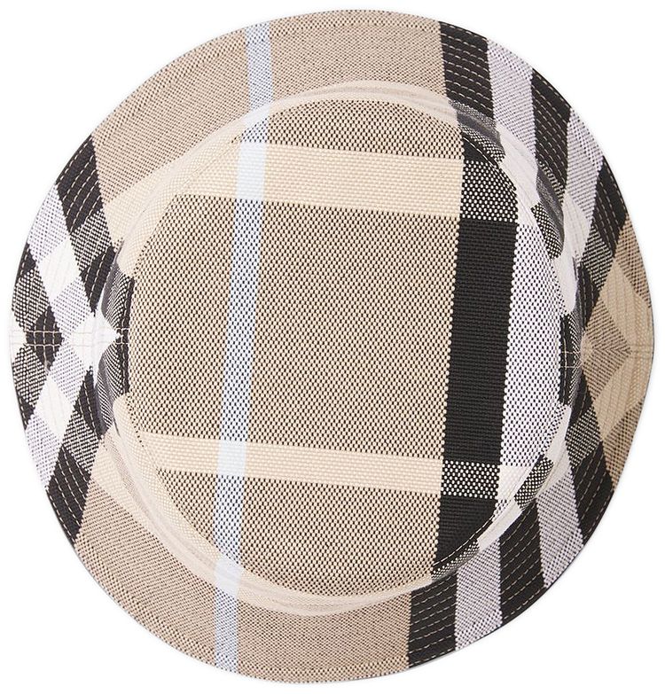Burberry Check Cotton Jacquard Bucket Hat Dusty Sand
