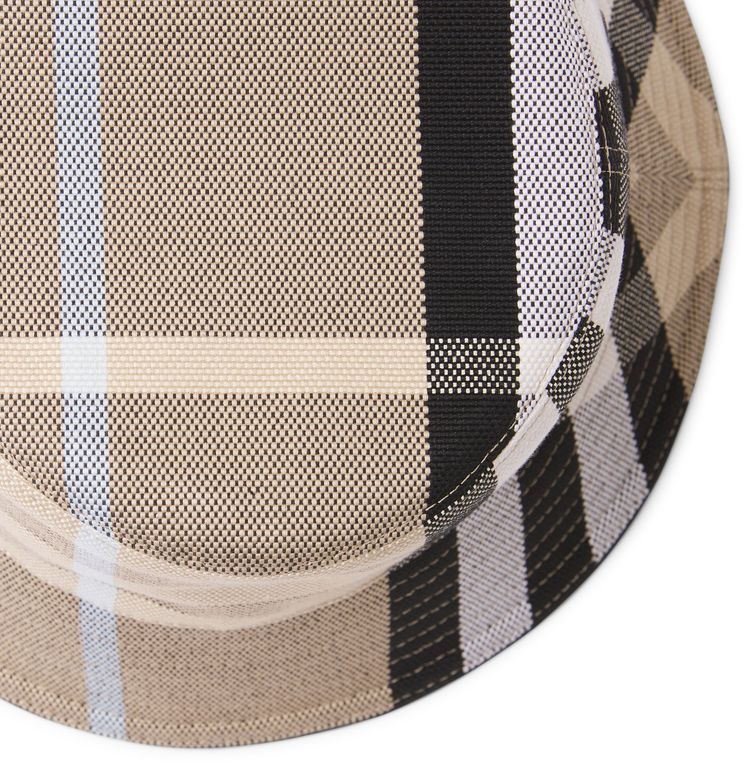 Burberry Check Cotton Jacquard Bucket Hat Dusty Sand