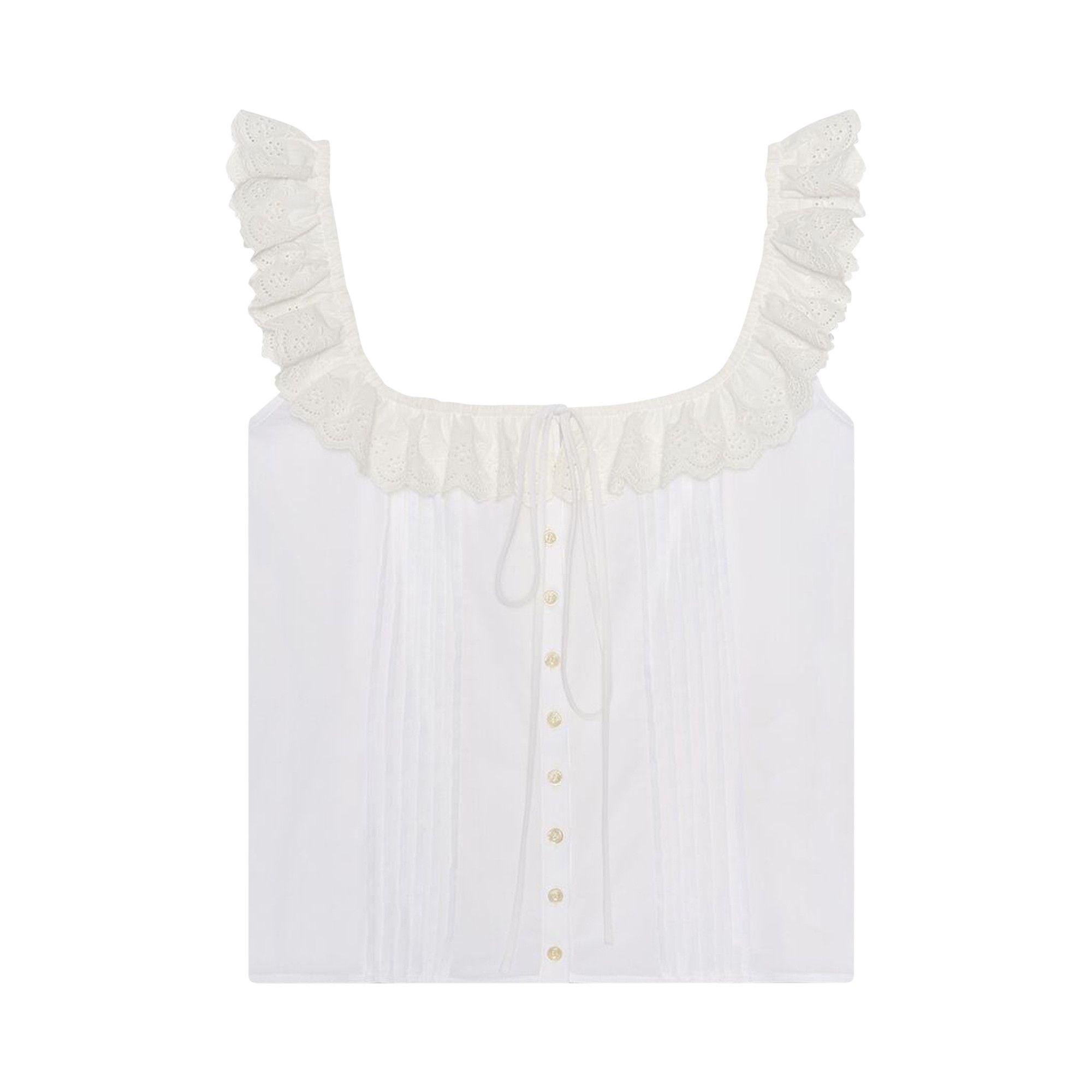 Buy Saint Laurent Broderie Anglaise Tank Top 'Blanc