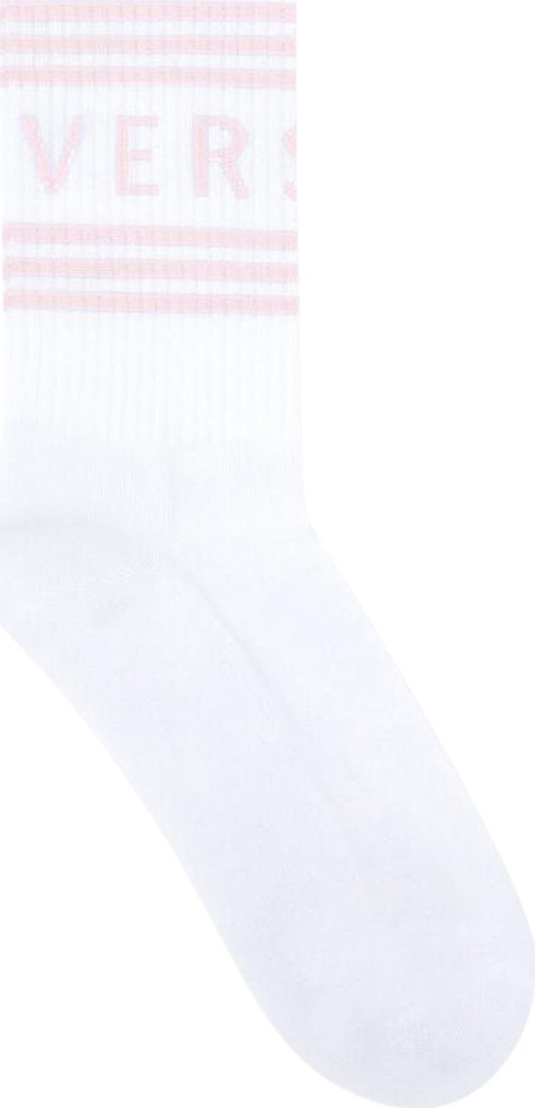 Versace 1990s Vintage Logo Socks 'White/Pink'