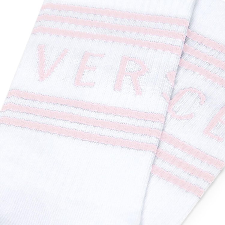 Versace 1990s Vintage Logo Socks WhitePink