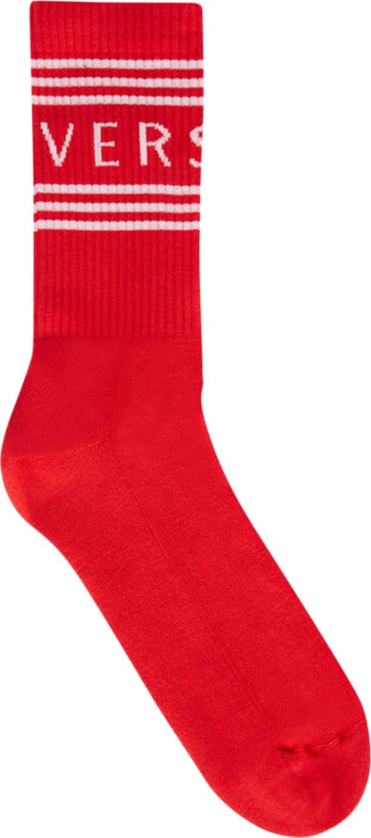 Versace 1990s Vintage Logo Socks Red