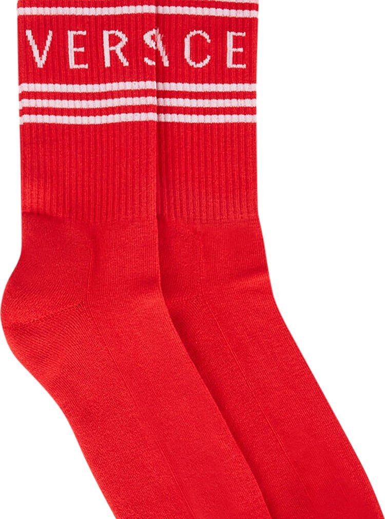 Versace 1990s Vintage Logo Socks Red