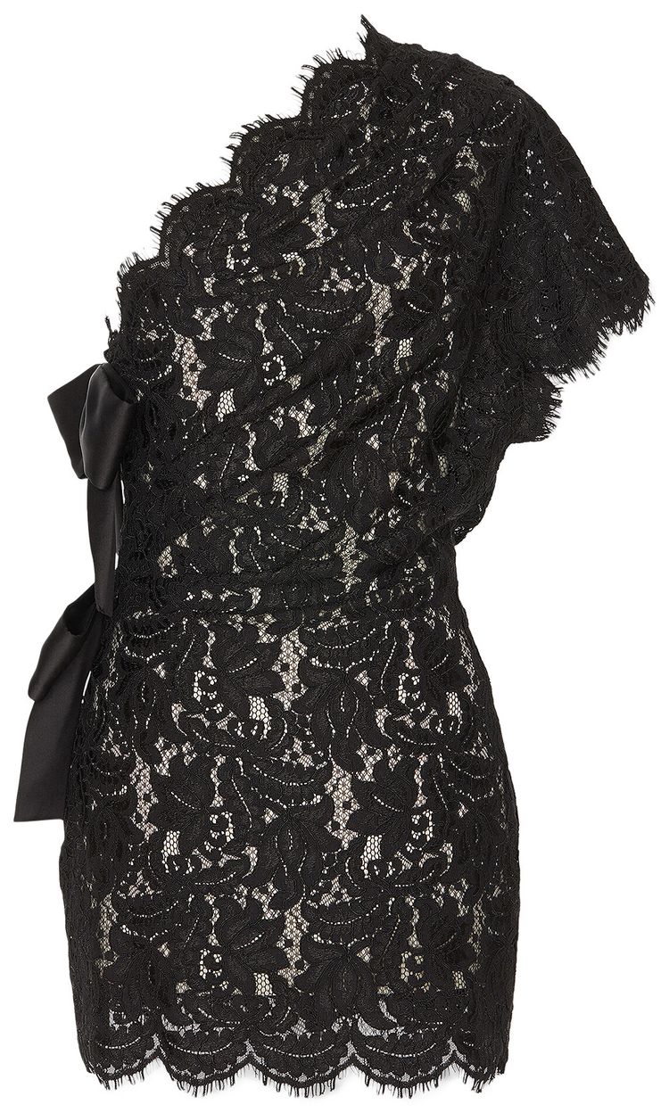 Saint Laurent One Shoulder Dress With Bows Noir