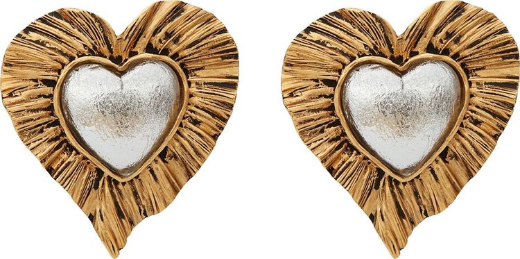 Saint Laurent Héritage Radiating Heart Earrings 'Gold'