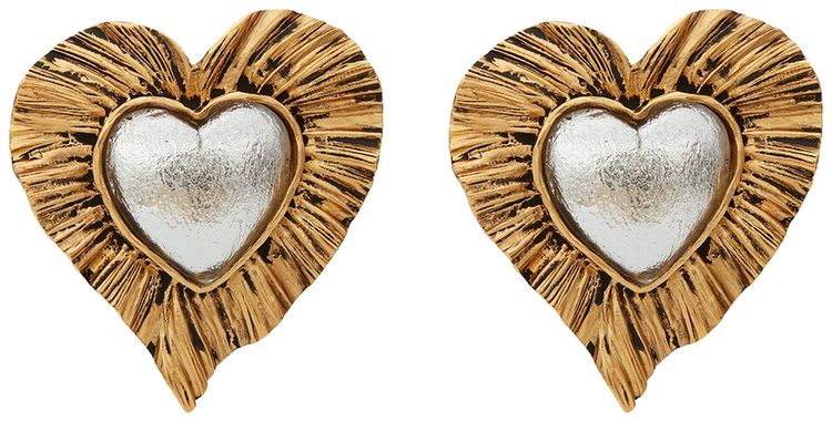 Saint Laurent Heritage Radiating Heart Earrings Gold