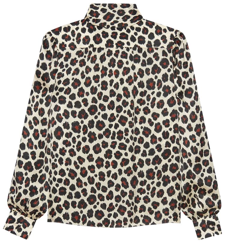 Saint Laurent Lavalliere Neck Blouse Leopard