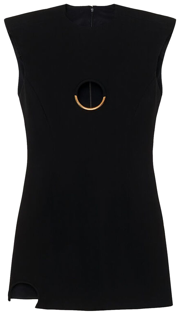 Versace Sculptural Mini Dress With Ring Hardware Black