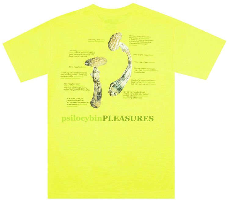 Pleasures Psilocybin T Shirt Safety Green