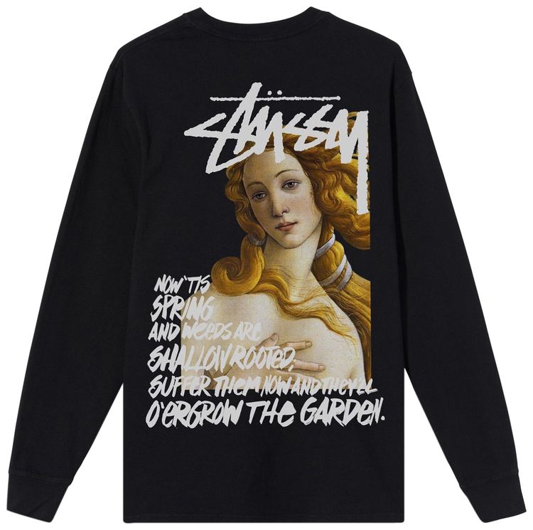 Stussy Spring Weeds Pigment Dyed Long Sleeve Tee Black