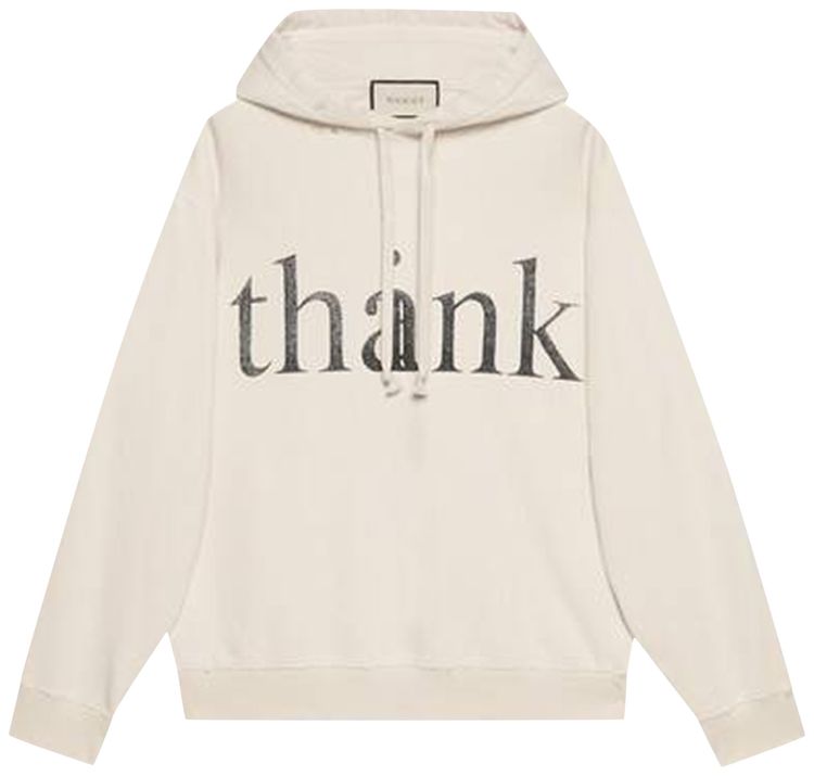 Gucci ThinkThank Print Hooded Sweatshirt Cream