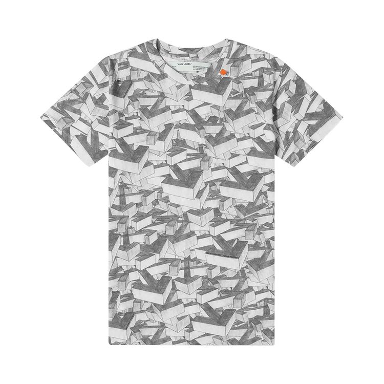 Off White Arrows Pattern Short Sleeve Slim Tee WhiteGrey