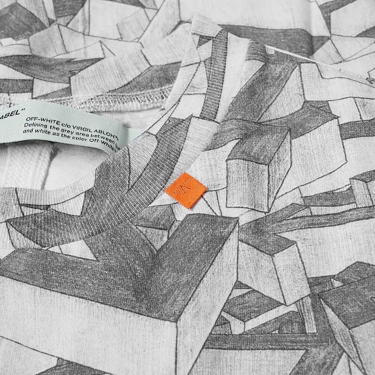 Off White Arrows Pattern Short Sleeve Slim Tee WhiteGrey