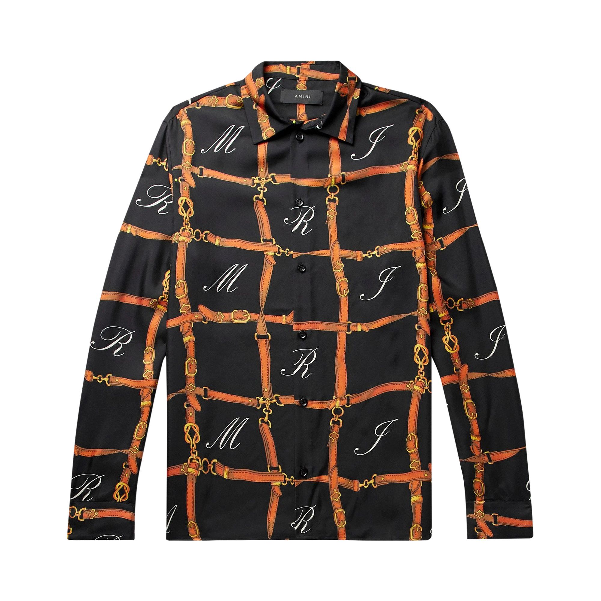 Buy Amiri Belt Grid Printed Shirt 'Black' - W0M04372SE BLAC | GOAT