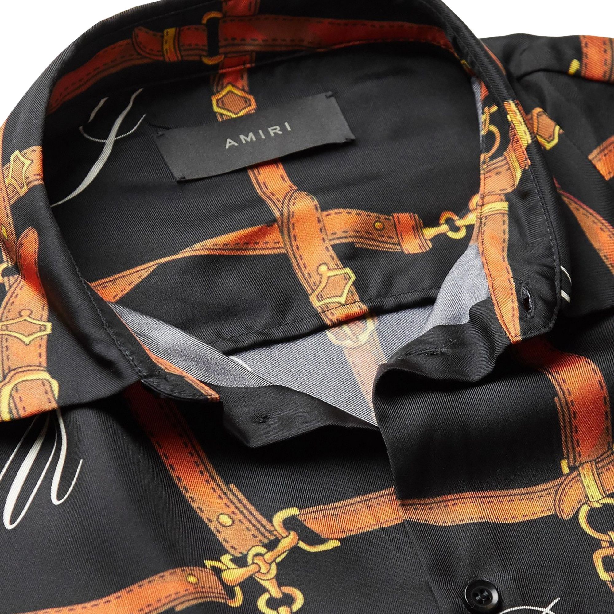 Buy Amiri Belt Grid Printed Shirt 'Black' - W0M04372SE BLAC | GOAT