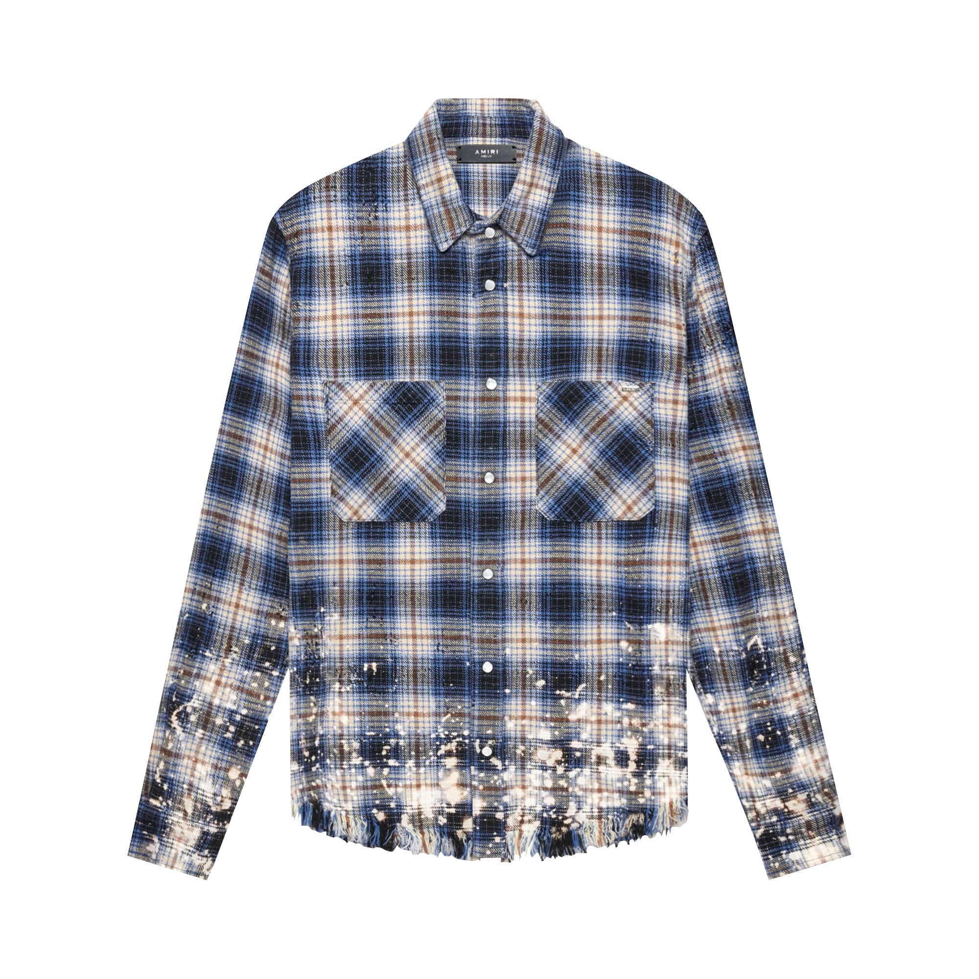 Buy Amiri Bleached Flannel 'Petrol Blue' - W0M04610PD PETR | GOAT