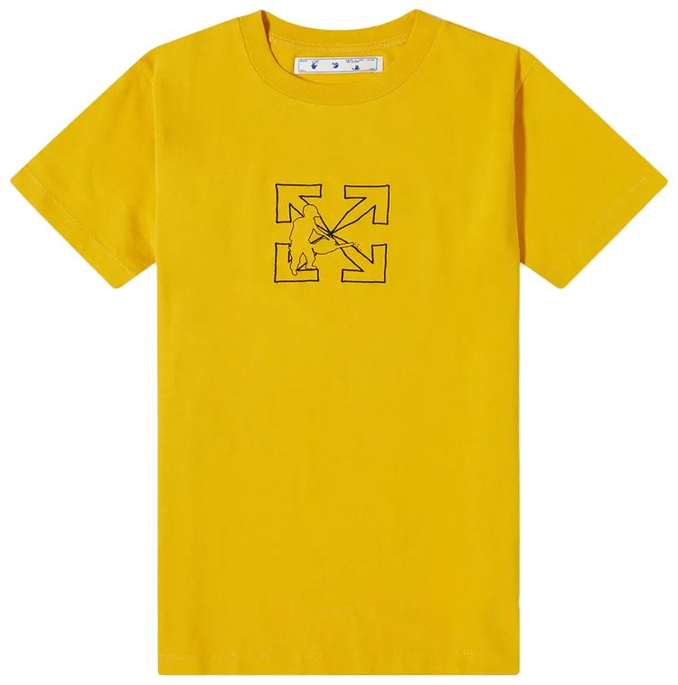 Off White OW Logo Workers Short Sleeve Slim Tee YellowBlack