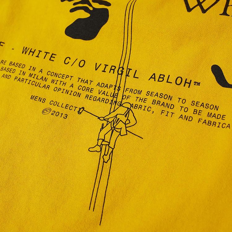 Off White OW Logo Workers Short Sleeve Slim Tee YellowBlack
