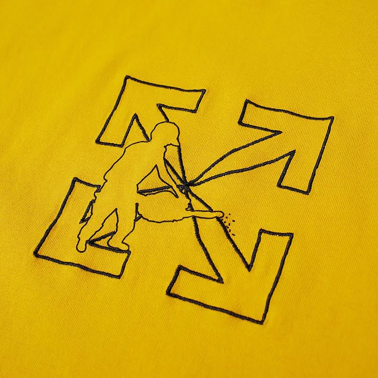 Off White OW Logo Workers Short Sleeve Slim Tee YellowBlack