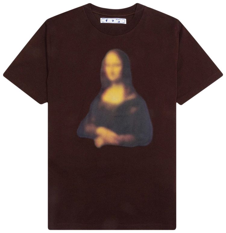 Off White Blurred Mona Lisa Short Sleeve Slim Tee Brown