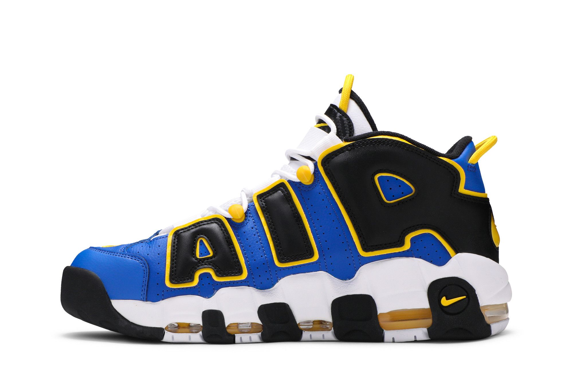 Nike uptempo yellow and black best sale