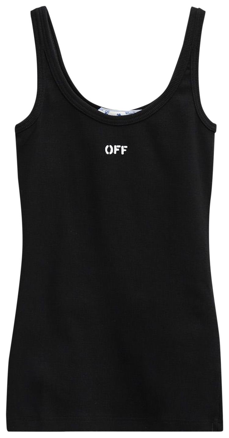 Off White Rib Tank Top BlackWhite