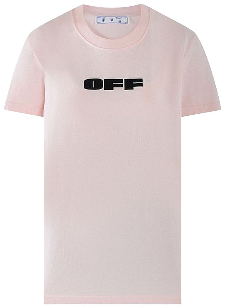 Off White Off Bold Flock Casual Tee PinkBlack