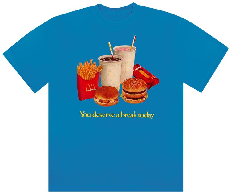 Cactus Jack by Travis Scott x McDonalds Deserve A Break T Shirt III Blue