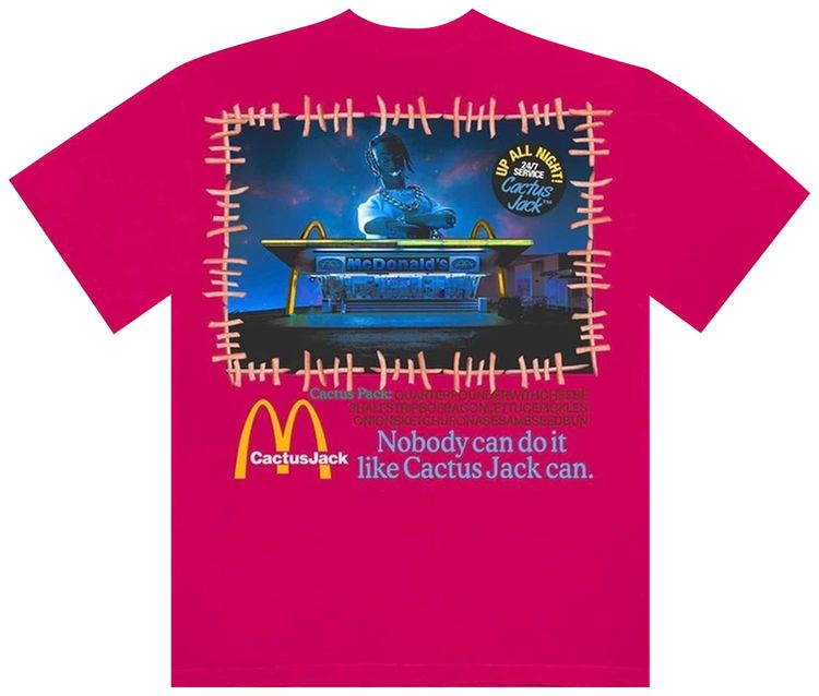 Cactus Jack by Travis Scott x McDonalds Vintage Action Figure II T Shirt Hot Pink