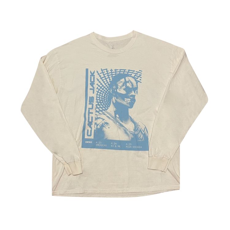 Cactus Jack by Travis Scott T 3500 Repeat Long Sleeve T Shirt White