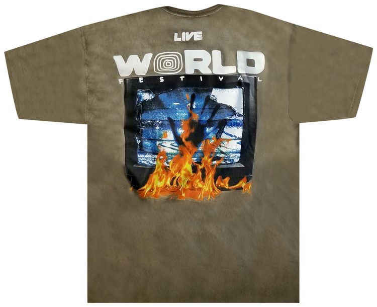 Cactus Jack by Travis Scott Flaming TV T Shirt Green