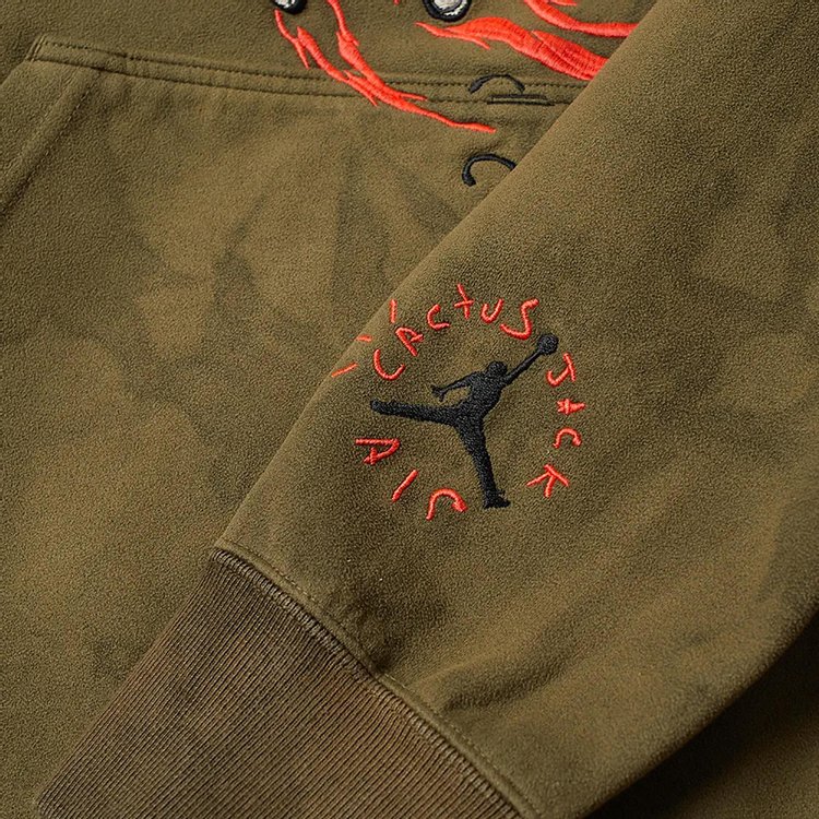 Cactus Jack by Travis Scott x Air Jordan Washed Suede Hoodie Medium Olive