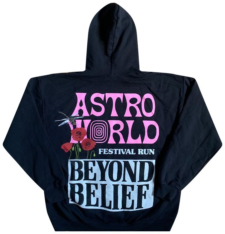Cactus Jack by Travis Scott Astroworld Festival Run Beyond Belief Hoodie Black