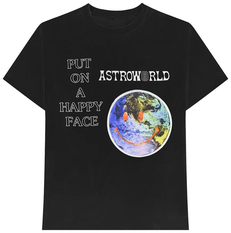 Cactus Jack by Travis Scott Astroworld Happy Face T Shirt Black