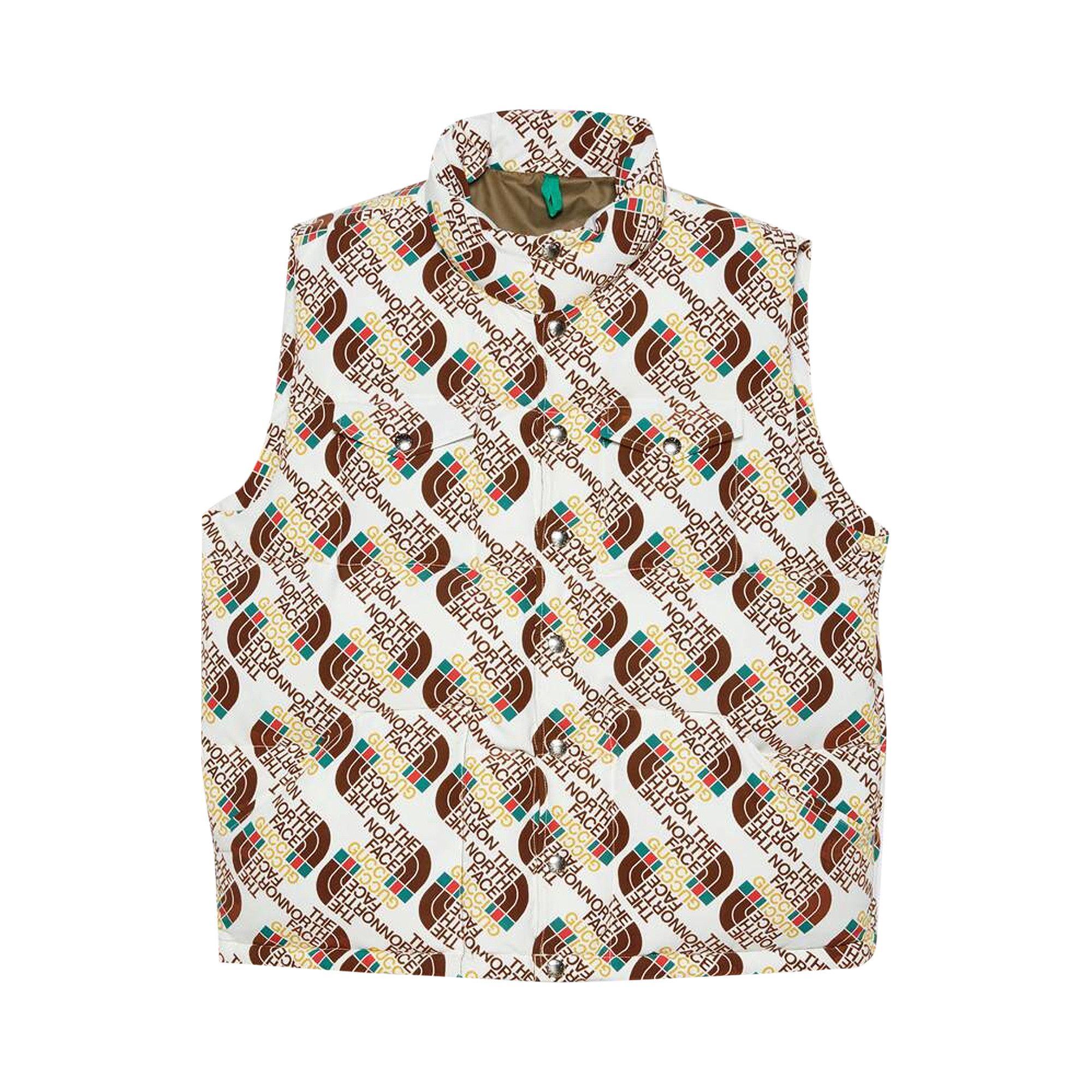 Size l The North Face x Gucci Down Vest Ivory Brown