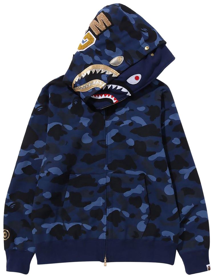 BAPE Color Camo Double Shark Full Zip Hoodie Navy