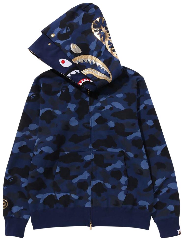 BAPE Color Camo Double Shark Full Zip Hoodie Navy