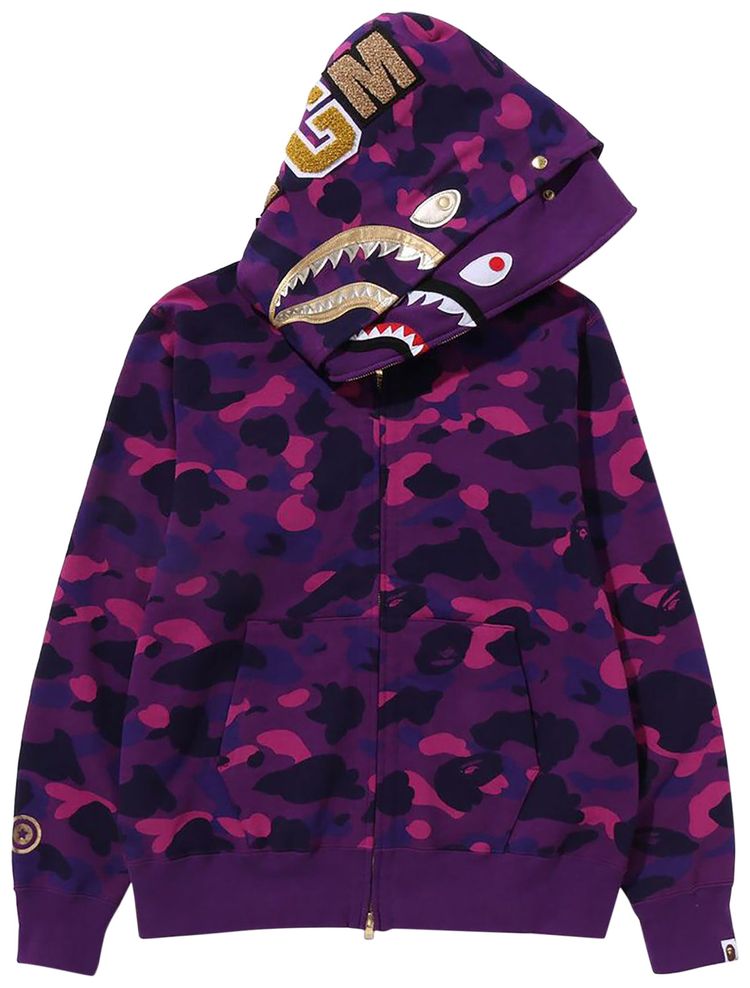 BAPE Color Camo Double Shark Full Zip Hoodie Purple