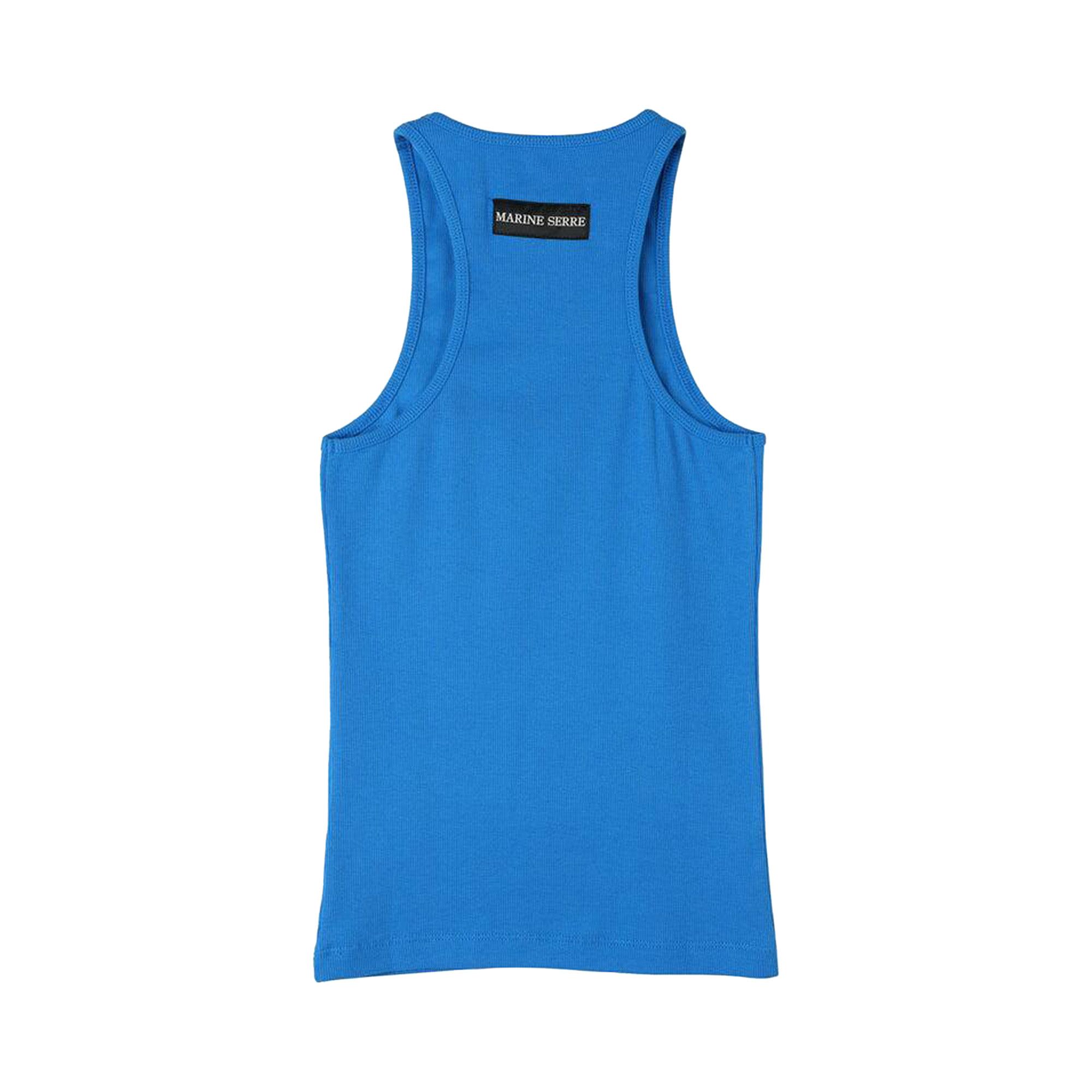 【MARINE SERRE】RIB TANK TOP White Moon Logo Ribbed Jersey Tank Top by Marine Serre on Sale