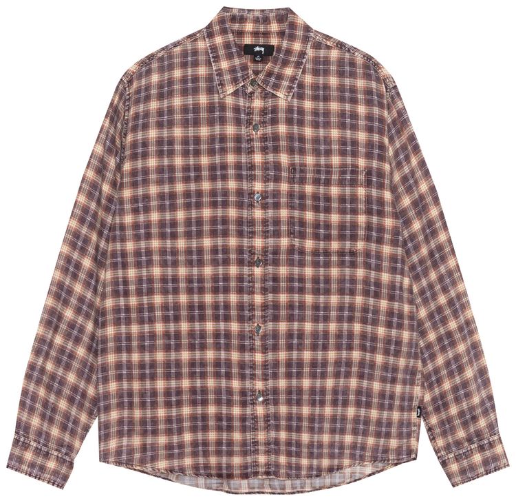 Stussy Matthew Printed Plaid Shirt Brick