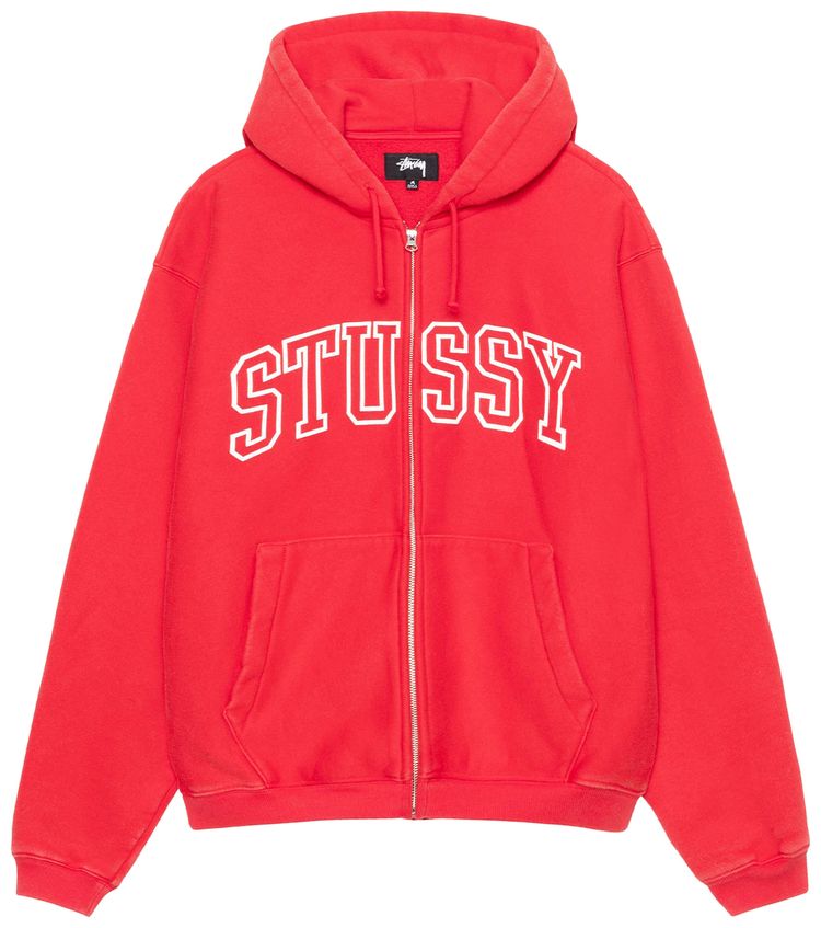 Stussy Outline Zip Hoodie Red