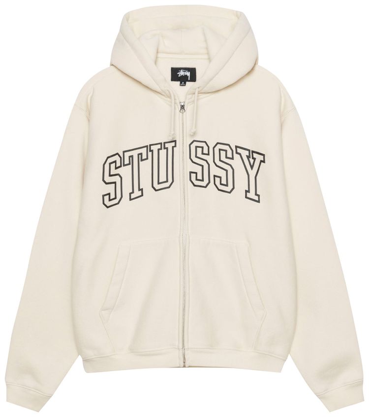 Stussy Outline Zip Hoodie Ivory
